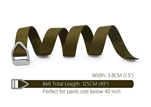 UltraKey Tactical Belt, Nylon Webbing Web Belt with Metal Buckle for Outdoor Sports and Hunting Green - Image 3