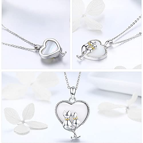 Accessoire collier en argent pour femmes pendentif de mode cœur et chat mignon