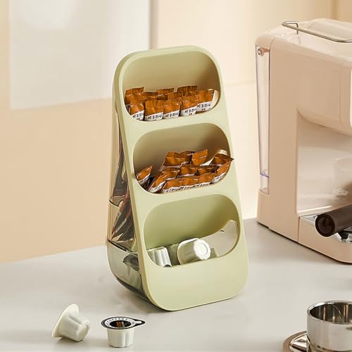 Hosoncovy Organizador de bolsas de té, soporte de almacenamiento de 3 capas para bolsas de té, cápsulas de café, azúcar, contenedores de caja de té, estante para bolsitas de té, soporte de estación de