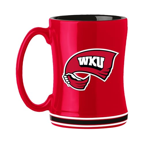 Logo Brands NCAA Western Kentucky 14oz Relief Mug Officially Licensed | Ceramic Coffee Mug | 14 Fluid Ounces | Tonal Design