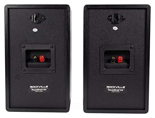 Rockville Pair RockShelf 64B V2 400W Black 6.5" Bookshelf Speakers, 4 Ohm, Kevlar Woofers, Silk Dome Tweeter, Wall-Mountable, for Home Theater and Music Enthusiasts