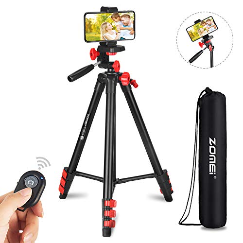 ZoMei Phone Tripod, 52” Adjustable Travel Tripod for iPhone/Android, Aluminum Lightweight Cell Phone