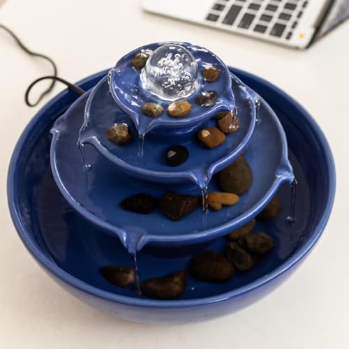 Generic S043 Indoor Tabletop Ceramic Fountain Water Feature Home Kitchen Office Decoration Modern Design Style thumb #4