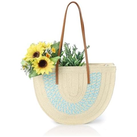 GLITZALL Summer Straw Tote Bag Set Cover