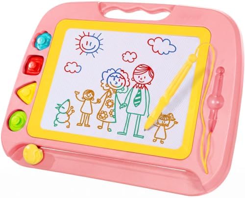 SGILE Magnettafel Kinder, Maltafel Zaubertafel Spielzeug, Groß 42 x 32 cm | Maltafel mit 4 Magnet Stempel, Geburtstag Geschenk Kinder 1-4 Jahre, Doodle Lernspielzeug für Jungen & M