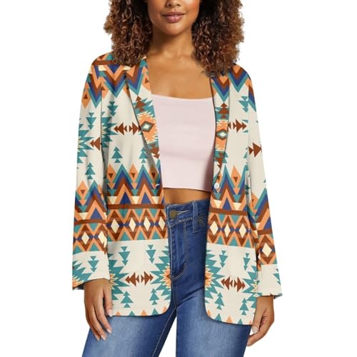 TOADDITDO Women Open Front Blazers One Button Long Sleeve Casual Office Slim Suit Jacket with Pockets