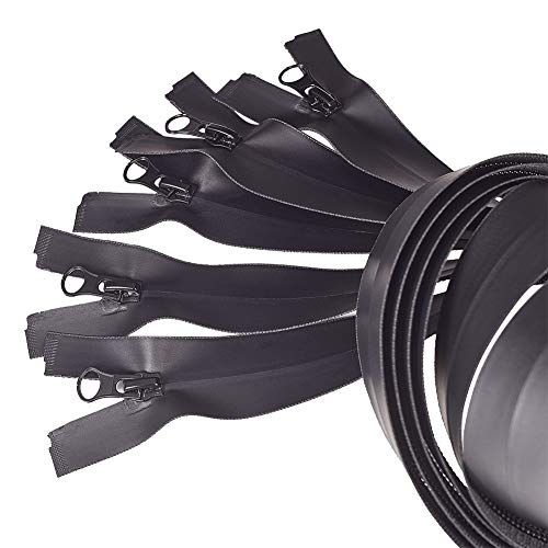 BENECREAT 5 PCS 32 Inch Waterproof Nylon Zippers #5 Black Water Resistant Zippers for Sewing Jacket Coat Outdoor Clothing Backpacks by BENECREAT - Used condition - US$11.92