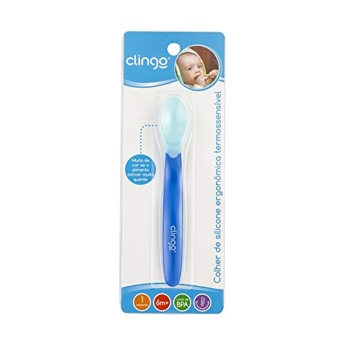 Colher De Silicone Ergonomica, Clingo, Azul