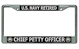 U.S. Navy Retired Chief Petty Officer Chrome License Plate Frame