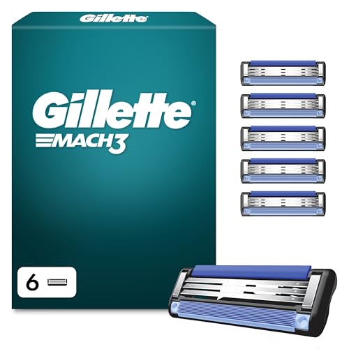 Gillette Mach 3 Klingen Herren, 6 Original Rasierklingen, Blau - Ersatzklingen Männer für Nassrasierer mit Gleitstreifen für Ein Sanftes Gleiten Und Klingenbeschichtung 1