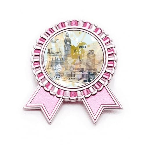 Broche Big Ben Tour de Pise rose accessoire veste métal taille M