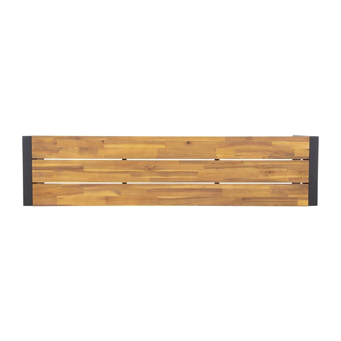 Bolero DS158 Lot de 2 bancs industriels en bois d'acacia et acier revêtu par pulvérisation Teck Hauteur 450 mm Largeur 1600 mm Longueur 380 mm