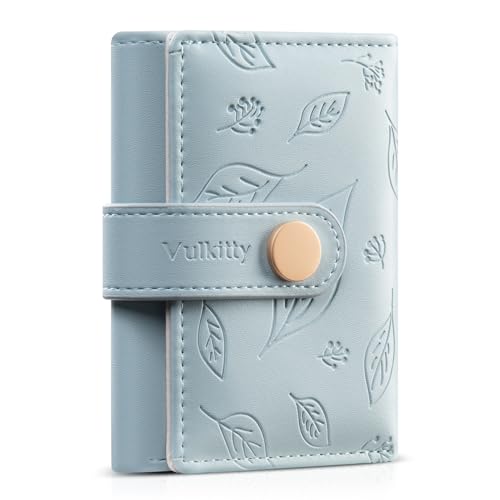 Vulkitty Small Wallet for Women, Trifold Leather Cute Womens Wallet with ID Window, RFID Blocking Security Ladies Wallet, Ultra Slim Compact Card Holder, Stylish Thin Women's Wallet, Blue
