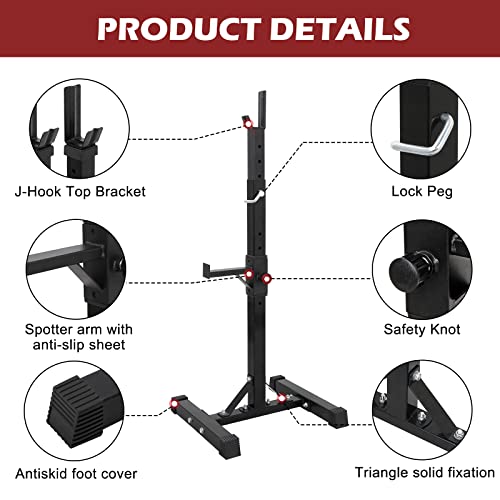 Smartxchoices Pair Of Squat Rack, Bench Press Rack Adjustable 40"-66" Solid Steel Barbell Rack 550Lb Load, Portable Dumbbell Racks Stands For Home Garage Gym, Weight Lifting Push Up Multi-Function #TOP3