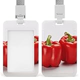 KLWQR Two Red Bell Peppers ID Badge Holder with Adjustable Lanyard Cute Name Badge Reel for Women Work Office Nurses Doctor, Style - Image 1