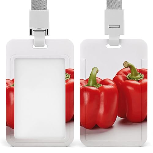 KLWQR Two Red Bell Peppers ID Badge Holder with Adjustable Lanyard Cute Name Badge Reel for Women Work Office Nurses Doctor, Style