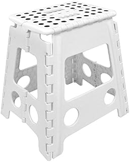 One Step Folding Plastic Stool | Portable Fold Up Footstool for Kitchen, Bathroom, Toilet, Caravan | for Children, Kids, Adult | Collapsible, Non Slip (White)