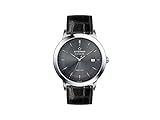 Schwarz Leder uhrenarmband Eterna Eternity Gent Automatik Uhr, SW 200-1, Grau, 40mm, 2700.41.50.1383