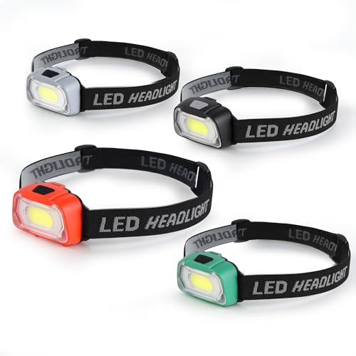 Lampe frontale de camping lot de 4 à piles pour adultes et enfants