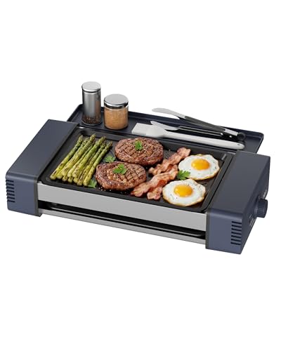 HBN Indoor Grill and Electric Griddle, 3-in-1 Smokeless Indoor Grill with Grill Rack & Nonstick...