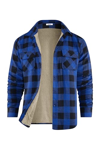 COOFANDY Mens Fleece Lined Flannel Jacket Sherpa Lined Shirt