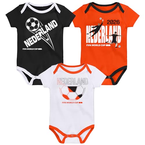 Outerstuff FIFA World Cup 2026 Infant and Toddler 3 Pack Country Onsie, Netherlands, 12 Months