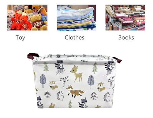 Image of Rectangle Storage Basket Cute Canvas Organizer Bin for Pet /Children Toys, Books, Clothes Perfect for Rooms /Playroom (Fox)