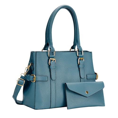 Tigpoy Women's Leather Handbag Tote Shoulder Satchel Blue