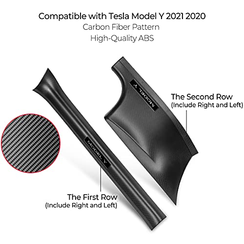 Bmzx Tesla Model Y Door Sill Protector Carbon Fiber Door Sill Scuff Plate Guard (Set Of 4) Included Front Rear Door Sill Accessories #TOP4
