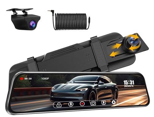 Spiegel Dashcam mit Rückfahrkamera Dual 1080P Dashcam Auto Vorne Hinten 170°+140° Weitwinkel...
