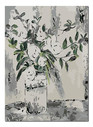 Kit peinture par numéros fleurs blanches cadeau idéal loisir créatif adulte complet