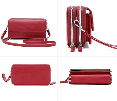 Image of Lanyani RFID Crossbody Wallet Wristlet Purse with Phone Pocket For Women Vegan Leather