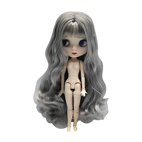 XSHION 1/6 BJD Doll is Similar to Blythe Doll, 4-Color Changing Eyes Bright Face 12 Inch 19 Ball Jointed Doll with Wig, Customized Doll Can Changed Makeup and Dress, DIY Nude Doll Toys
