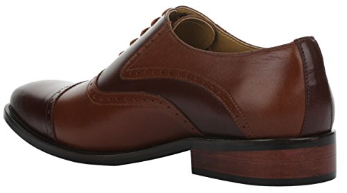 Image of LIBERTYZENO Mens Burnished Toe Genuine Leather Adults Lace Up Oxford Dress Shoes for Easter Gift