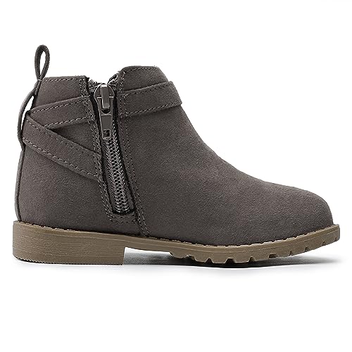 HOMEHOT Girls Ankle Boots Suede Leather Side Zipper Low Heels short (toddler/littile kids)4