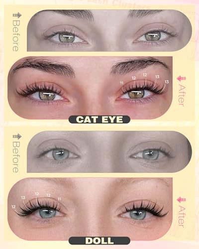 Image of Natural Lash Clusters Kit Wispy Eyelash Clusters Fairy Cluster Eyelash Extensions Kit C Curl Lash Extension Kit Waterproof Individual Lashes (With Tweezers)