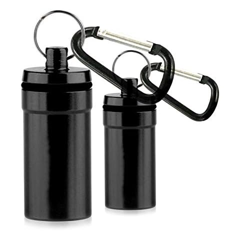 Pack of 2. Deke Home Aluminium keychain medication pill box. Waterproof portable mini travel pill boxes medicine vitamin holder case. Bottle container, organizer, dispenser, reminder weekly 7 day Cover