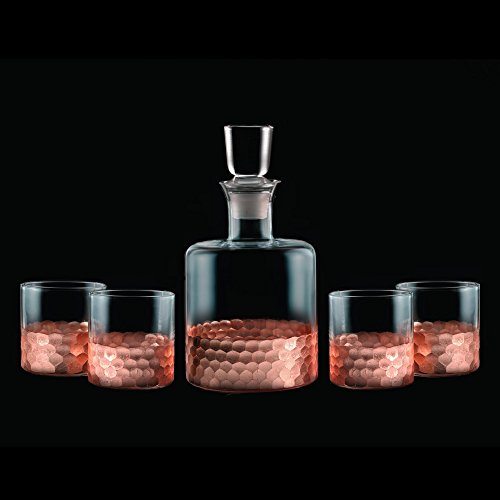 Ensemble de whisky Fitz et Floyd Daphne résistant 5 pièces finition cuivre