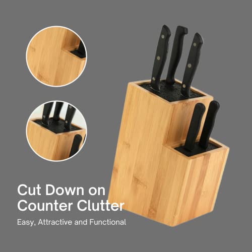 Mantello Knife Block- Universal Knife Holder- Bamboo Wood Kitchen Knife Holder, Gift For Mom- Extra Large Knife Storage, Universal Knife Block #TOP3