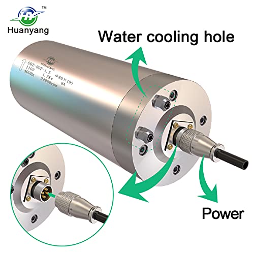 Huanyang Water Cooled Vfd Spindle Milling Motor 110V 1.5Kw 24000Rpm 400Hz Φ80Mm Er11 Collet For Wood Carving #TOP3