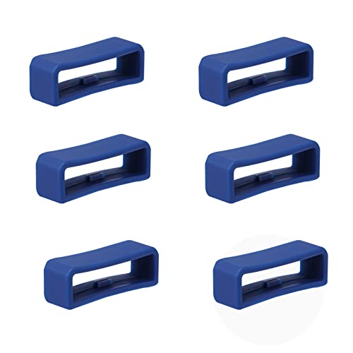 SAVITA 6 Piezas Retenedor de Correa para Reloj, Anillo de Cierre de Correa de Reloj de Silicona por Banda de Reloj Inteligente Pulsera Reemplazo (22mm, Azul Oscuro)