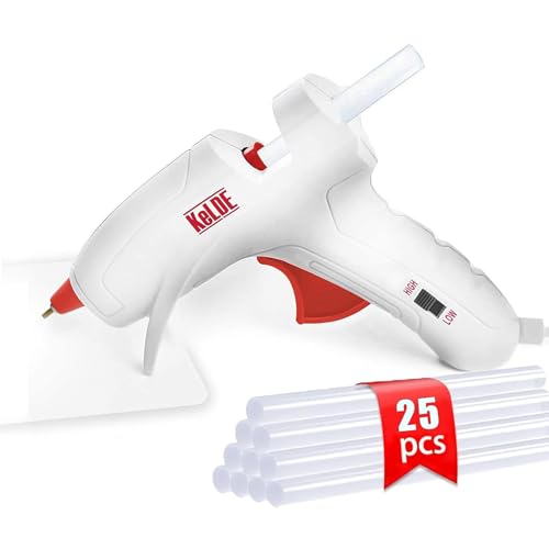KeLDE Long Fine Tip Hot Glue Gun Kit With 25pcs Glue Sticks, 20W Adjustable Dual Temp Melting Glue Gun for DIY Handcraft, Precision Projects, Repairing