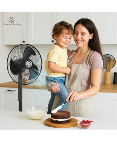 Image of High Speed Pedestal Fan | Black Farrata Fan | 3 Speed Settings | Standing Fan for home & office | 2400 RPM Powerful airflow | Pankha | 400 mm sweep size