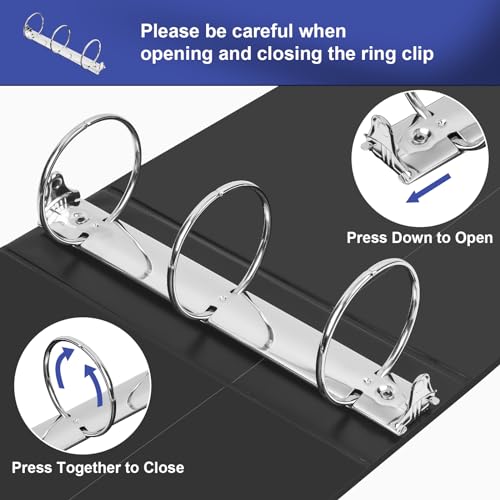 Image of COMIX Sturdy 3 Ring Binder 3 Inch with Clear View Cover | 3 inchHeavy Duty Round Ring,PVC-Free 2.4mm Board,Holds 600 Letter Sheets,Wholesale for Offices & Classrooms,10 Pack (Black)