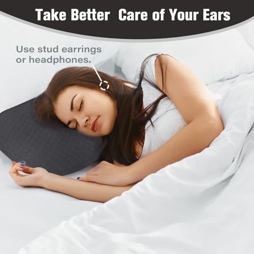 Ear Piercing Pillow for Side Sleepers, Ear Pillows with Holes for Pain, Earring Inflammation Pressure Sores, Cotton Earring Pillow for CNH Side Sleepers