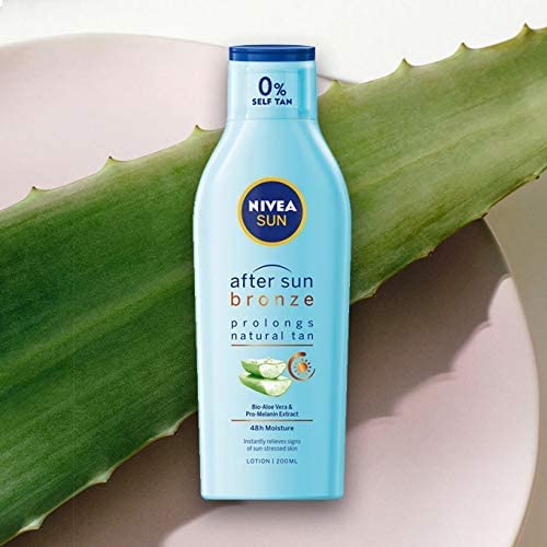 NIVEA SUN Lait après-soleil Bronze prolongateur de bronzage (1 x 200 ml), lait hydratant corps à l'aloe vera bio pour un bronzage et une hydratation durables (Lot de 2)