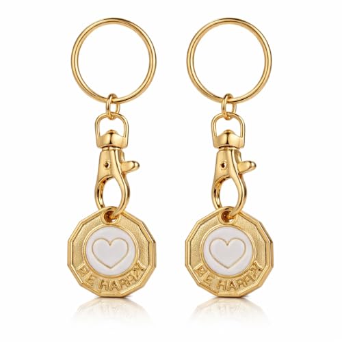 MIDHILL® PREMIUM 2Pk TROLLEY COIN KEY RING UK SET Shopping Trolley Token Keyrings | Trolley Tokens for Supermarket | New Pound UK Coin | Locker Coin