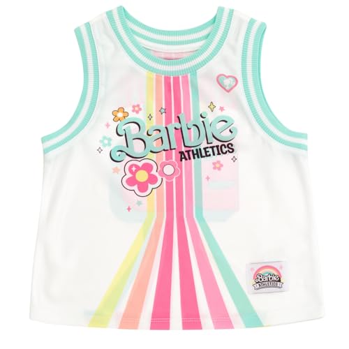 Image of Barbie Girls Jersey Athletic Tank Top and Shorts Outfit Set Toddler to Big Kid Sizes (2T - 10-12)