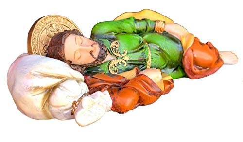 Estatua de San José Durmiente Religiosa Católica 8" Poliuretano miniatura 2
