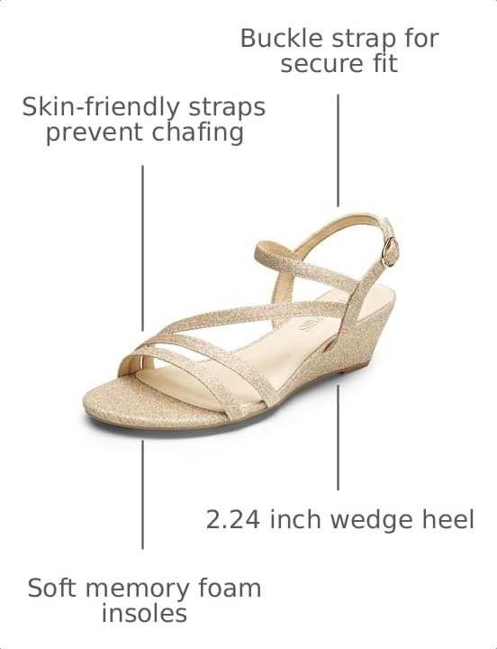 Image of DREAM PAIRS Strappy Wrapped Dressy Wedge Sandals, Comfortable Ankle Strap Open Toe Evening Dress Wedding Dance Summer Shoes